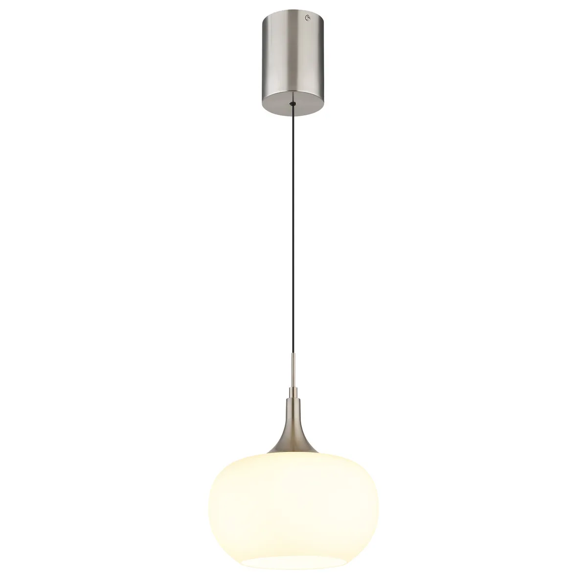 Lui Suspension Led Intégrée En Forme De Dôme, Nickel Mat 3000k de Globo en Gris – photo produit