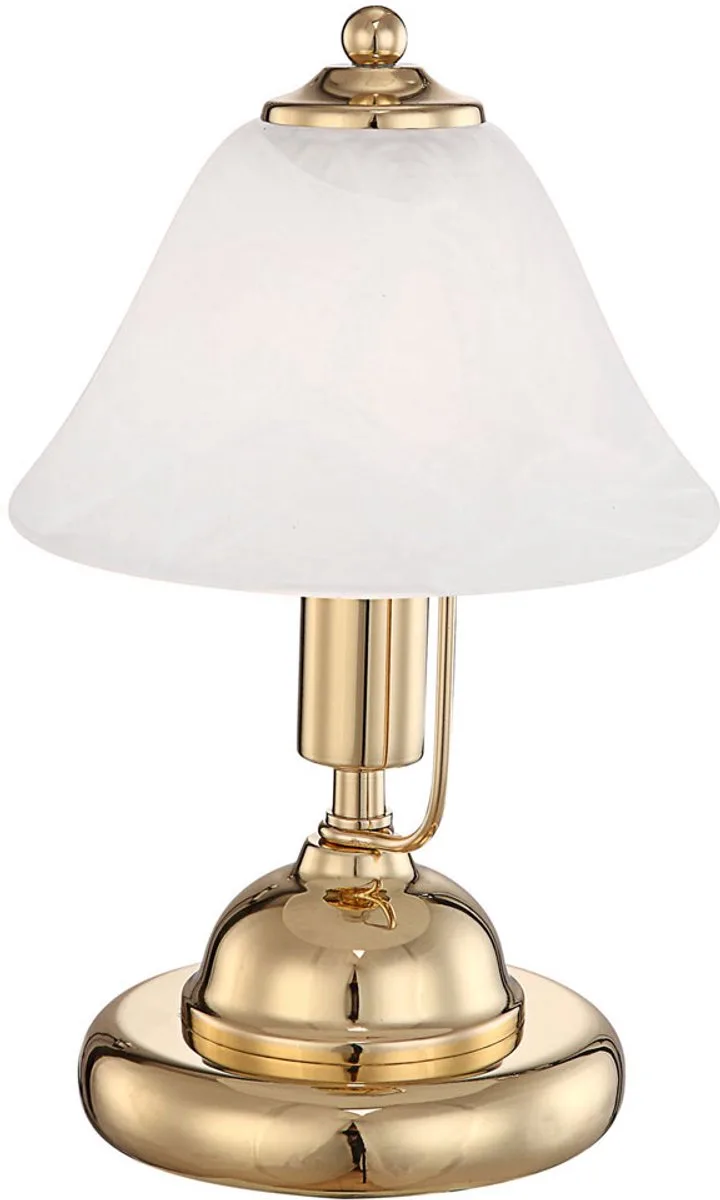 Messing tafellamp antieke tafellamp goudkleurige tafellamp nachtlamp bureaulamp, messing albast glas, 17x27cm, bibliotheek leeskamer woonkamer fra Globo i Guld – produktbillede