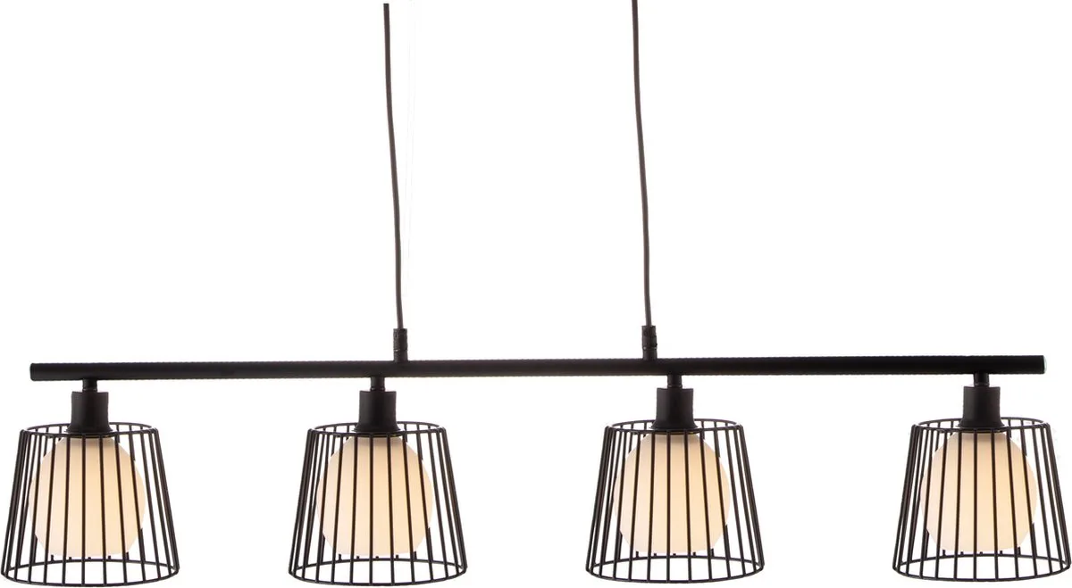 MLK - Hanglamp 7103 - 4 Lichts - Zwart/Melkglas van Globo in Zwart – productfoto