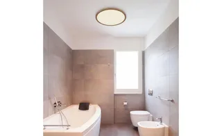 Moderne LED Plafonnieres Sapana 1 Lichtpunt Rond Kunststof Slaapkamer Gang/Hal Badkamer Keuken Dimbaar IP44 Diameter 29,5cm von Globo in Hout – Produktfoto 3 von 3