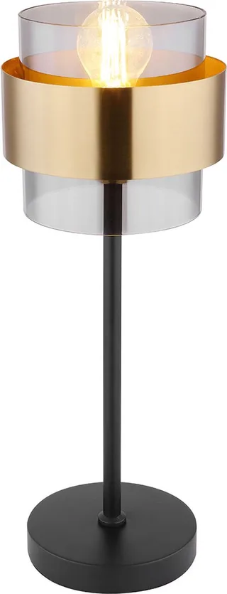 Moderne tafellamp met rookglas | E27 | Metaal | Woonkamer | Slaapkamer van Globo in Messing – productfoto 1 van 3