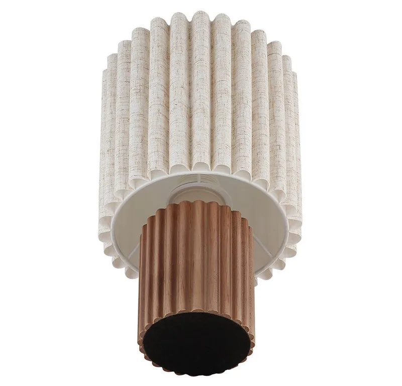 Nachttischlampe, Leuchtmittel nicht inklusive, Tischleuchte Holz Textil Schalter am Kabel Tischlampe H 30 cm fra Globo i Brun – produktbillede 5 af 5