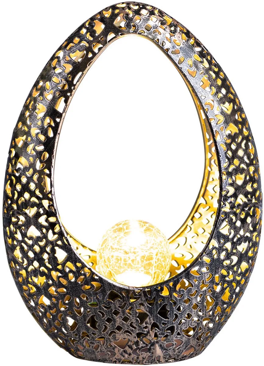 Oosterse solarlampen voor tuindecoratie balkondecoratie buiten, decoratieve glazen bol goud, 1x LED warm wit, LxH 21,5 x 27,5 cm de Globo en Bronze – photo produit