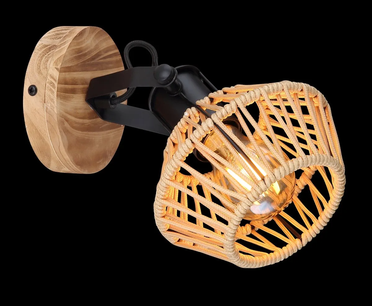 Opbouwspot / Wandspot VALLI 1-lichts Matt E27 38cm de Globo en Noir – photo produit