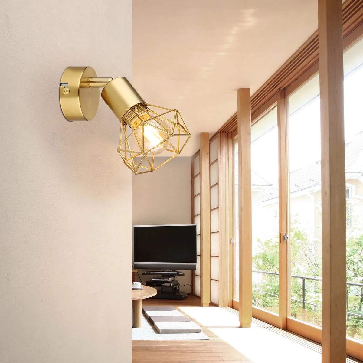 Opbouwspot / Wandspot XARA I 1-lichts E14 22cm van Globo in Goud – productfoto