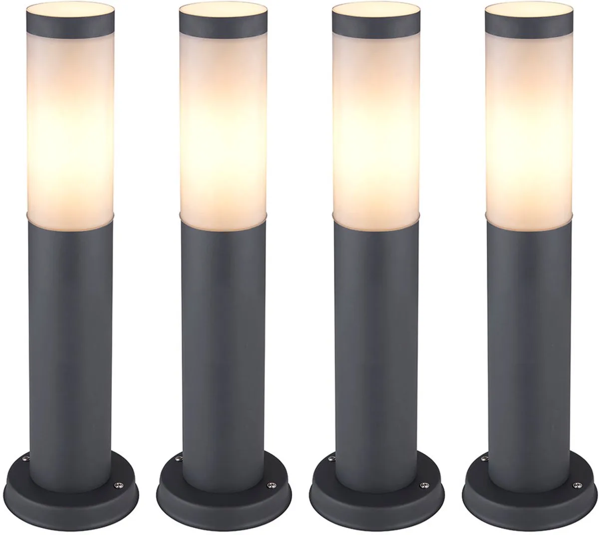 Padverlichting, roestvrij staal, buiten voetlicht, meerpaalverlichting, opaal plastic, LED 11W 1055Lm warm wit, H 45 cm, set van 4 fra Globo i Antracit – produktbillede