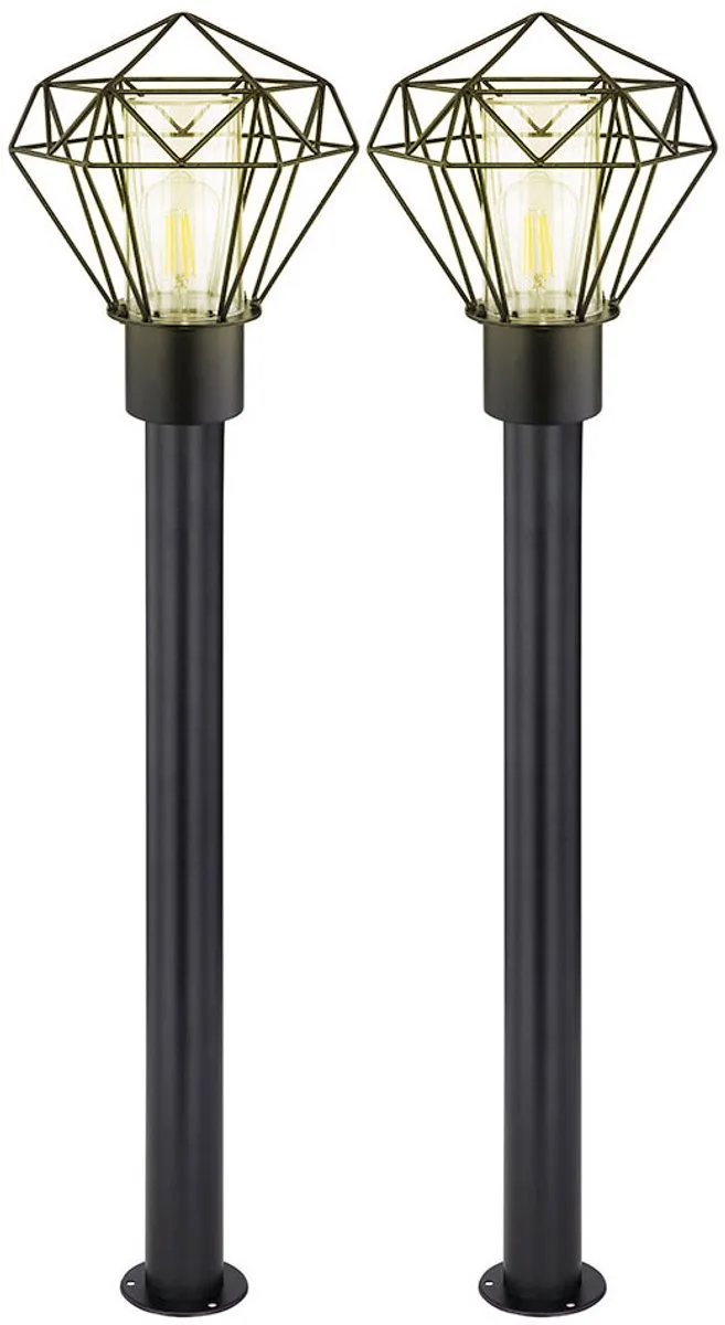 Patio lamp terraslamp buitenlamp industriële vloerlamp roestvrij staal voetlamp, 1x E27, LxH 22,5x100 cm, set van 2 fra Globo i Sort – produktbillede