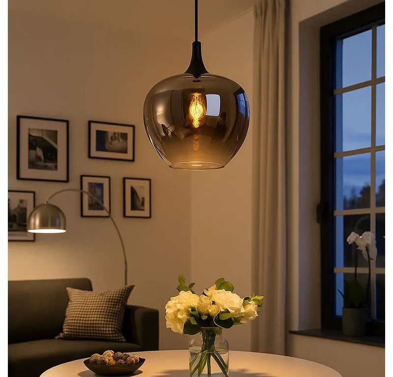 Pendelleuchte, Leuchtmittel nicht inklusive, Hängelampe Esstischleuchte Pendellampe, Moderne Hängeleuchte de Globo en Gris – photo produit