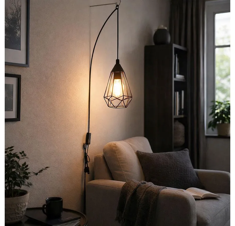 Pendelleuchte, Leuchtmittel nicht inklusive, Hängelampe Pendellampe Esszimmerlampe Geflecht de Globo en Noir – photo produit