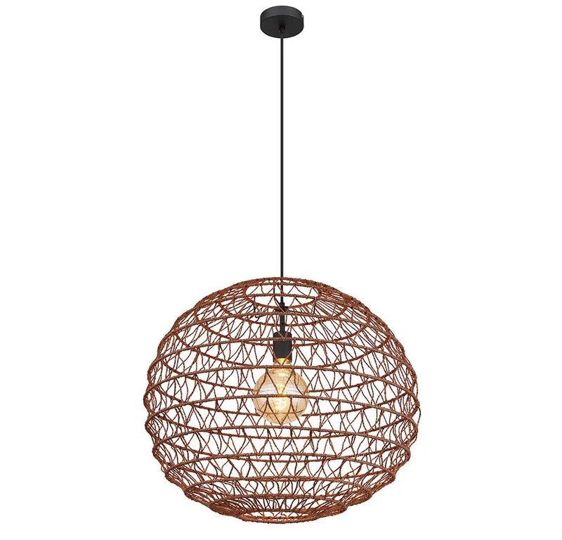 Pendelleuchte, Leuchtmittel nicht inklusive, Hängeleuchte Wohnzimmerlampe Metall dunkelbraun Boho E27 H 120 cm von Globo in Braun – Produktfoto