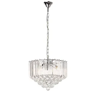 Pendelleuchte, Leuchtmittel nicht inklusive, Kronleuchter Kristall Design Chrom 4-Flammig Höhenverstellbar de Globo – photo produit 2 sur 3