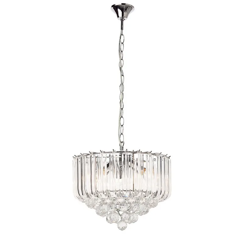 Pendelleuchte, Leuchtmittel nicht inklusive, Kronleuchter Kristall Design Chrom 4-Flammig Höhenverstellbar de Globo – photo produit 2 sur 3