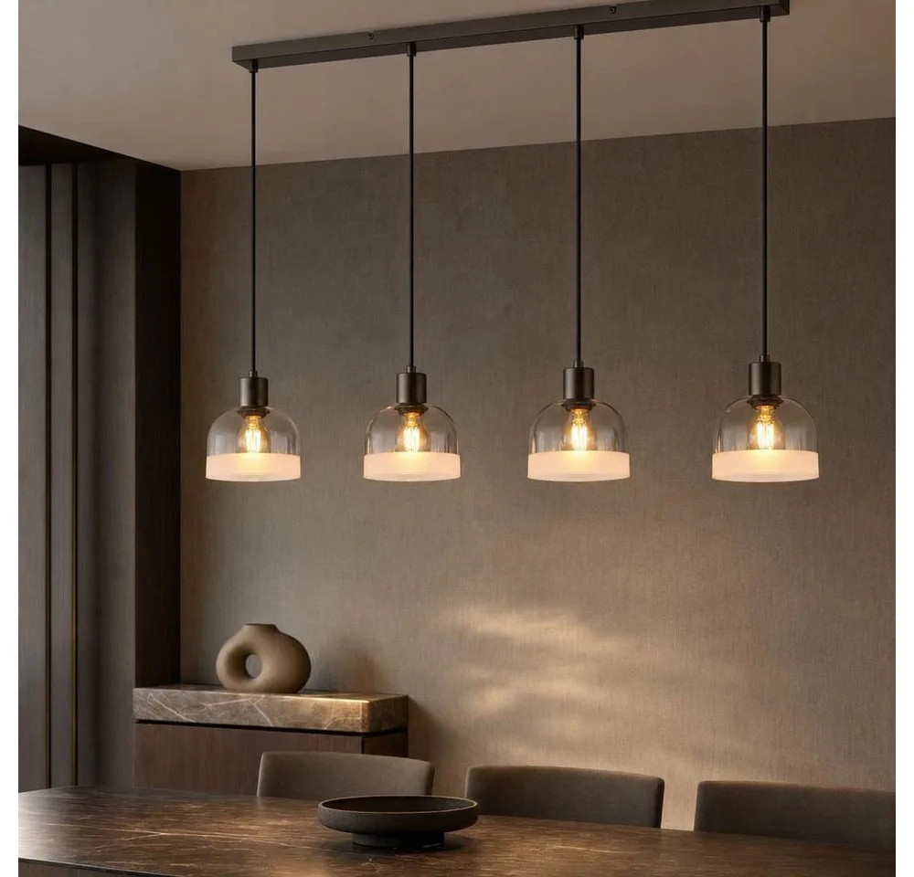 Pendelleuchte, Leuchtmittel nicht inklusive, Pendelleuchte Esszimmerlampe Höhenverstellbar Glas H 120 cm fra Globo i Sort – produktbillede