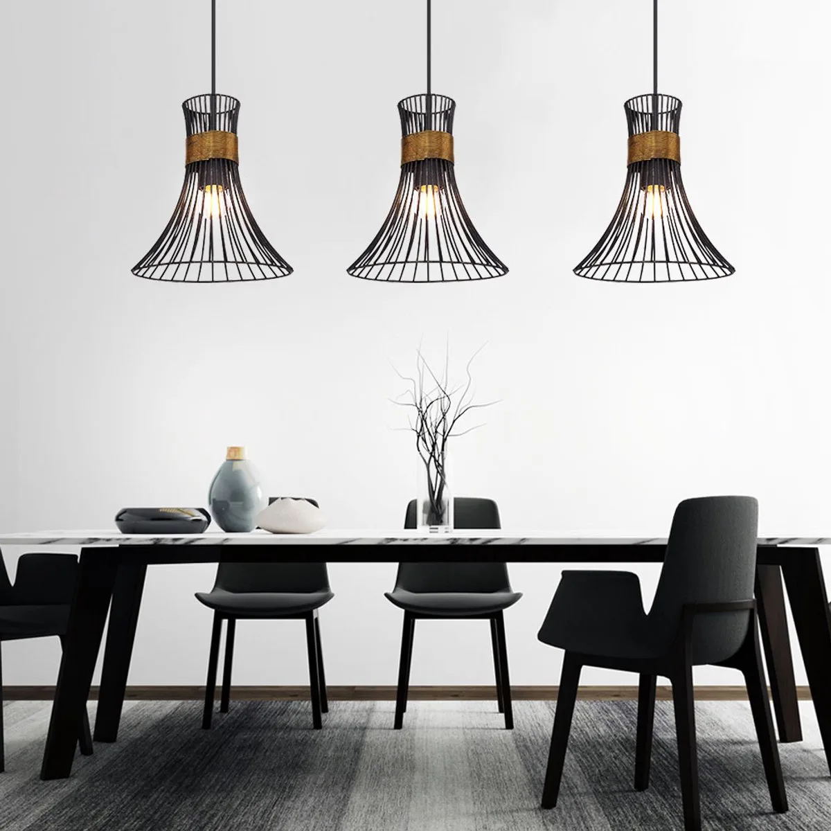Plafond hanglamp BLACK GOLD woonkamer eetkamer verlichting raster design lamp in set incl. LED lampen de Globo en Noir – photo produit