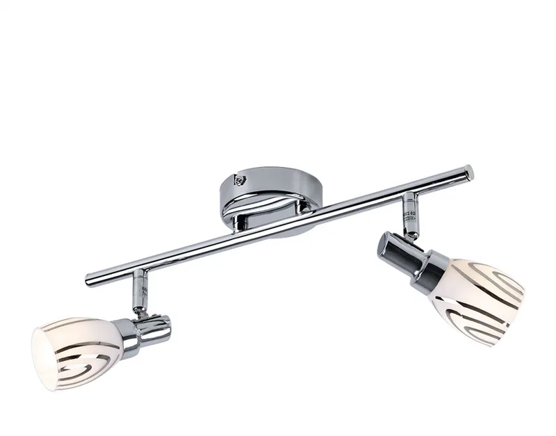 Plafondlamp 2-pits zwenkbaar plafondlamp woonkamer 2 spots, chroom metaal, 2x G9, LxBxH 36,5x8,5x16 cm, Globo 56707-2 von Globo in Silber – Produktfoto