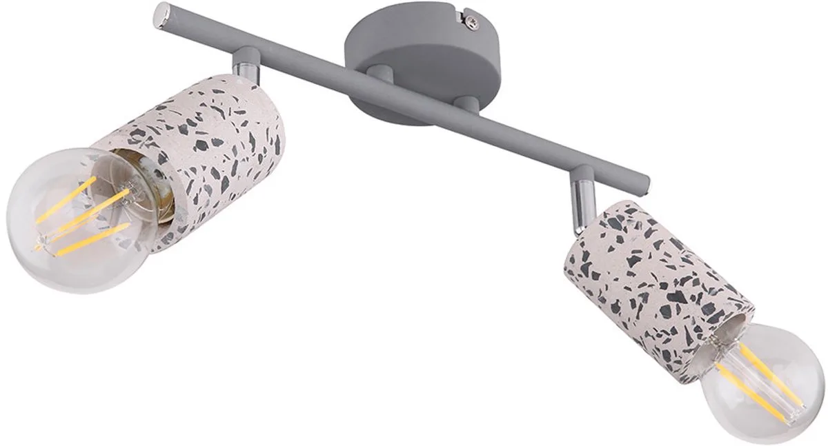 Plafondlamp 2 spots 2 vlam plafondlamp Plafondspot, met beweegbare spots in terrazzosteen look, 2x E27, L 30 cm von Globo in Grau – Produktfoto