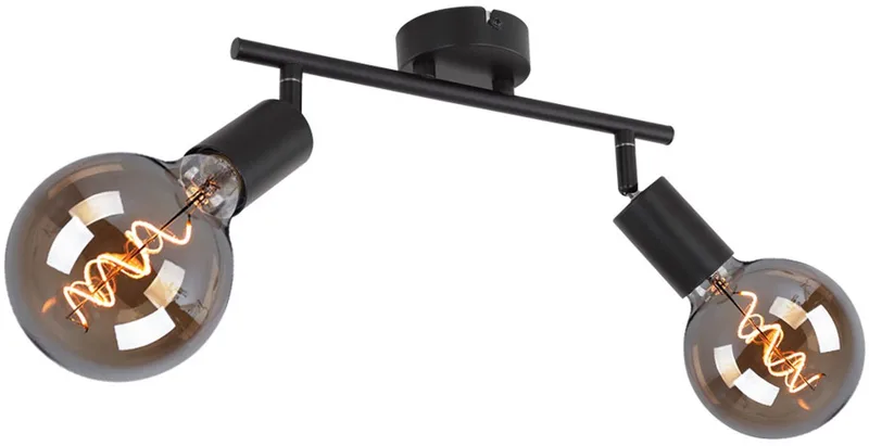 Plafondlamp 2-vlam Spotlight zwenkbaar Spotlight metaal, 2x E27 stopcontacten: LxBxH 30x8x15,5 cm van Globo in Zwart – productfoto