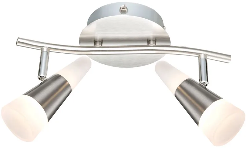 Plafondlamp 2 vlammen plafondspot grijs draaibare plafondlamp schakelaar spots LED, met beweegbare spots in grijs en nikkel, 2x5W 2x 300lm 3000K, LxBxH: 30x16,5x16 cm von Globo in Silber – Produktfoto