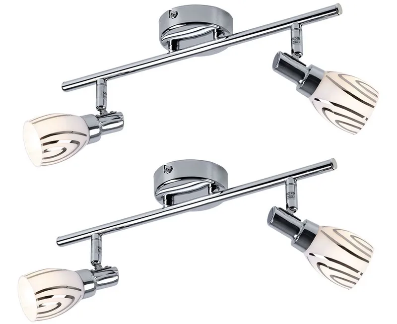 Plafondlamp 2 vlammen plafondspot zwenkbaar woonkamerlamp plafond 2 spots, chroom metaal, 2x G9, LxBxH 36,5x8,5x16 cm, set van 2 von Globo in Silber – Produktfoto