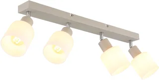 Plafondlamp 4-lichts glazen opalen plafondlamp zwenkbare spot, zandkleurig, 4x E14 stopcontacten, LxBxH 56x8x18,5 cm de Globo en Zand – photo produit 1 sur 3