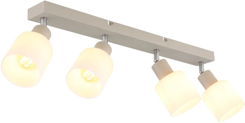 Plafondlamp 4-lichts glazen opalen plafondlamp zwenkbare spot, zandkleurig, 4x E14 stopcontacten, LxBxH 56x8x18,5 cm de Globo en Zand – photo produit 1 sur 3
