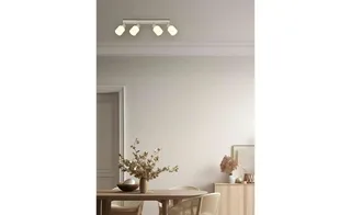 Plafondlamp 4-lichts glazen opalen plafondlamp zwenkbare spot, zandkleurig, 4x E14 stopcontacten, LxBxH 56x8x18,5 cm de Globo en Zand – photo produit 2 sur 3
