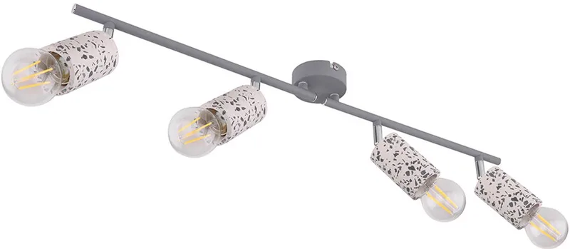 Plafondlamp 4 spots Woonkamer plafondlamp met beweegbare spots, terrazzo stone look chroom 4x E27, L 72 cm de Globo en Gris – photo produit