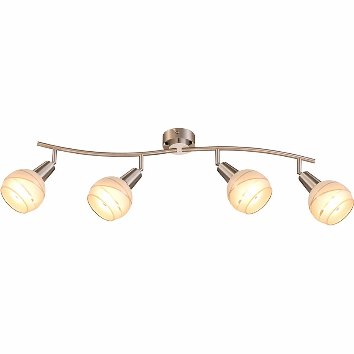 Plafondlamp 4 vlammen LED plafondlamp zwenkbaar met glazen kappen, metaal, 4x E14 5W 400Lm warm wit, LxBxH 70x31,5x21,1 cm von Globo in Silber – Produktfoto