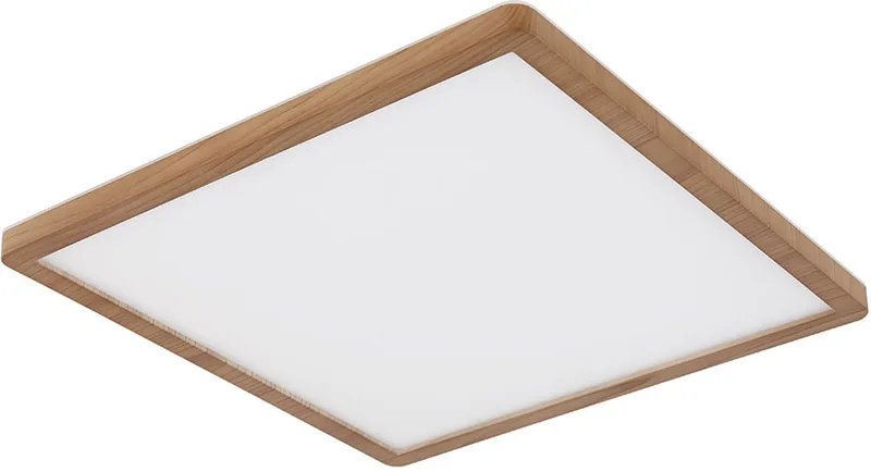 Plafondlamp Badkamerlamp LED 3-niveaus dimmer Woonkamerlamp, achtergrondverlichting, houtlook, 18W 1600lm warm wit, LxBxH 29,4x29,4x2,5 cm von Globo in Braun – Produktfoto