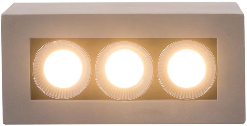 Plafondlamp beton plafondspot 3 vlammen LED spot woonkamer licht verchroomd, 6,6W 440Lm 3000K warm wit, LxBxH 12,2x5,6x10 cm van Globo in Grijs – productfoto