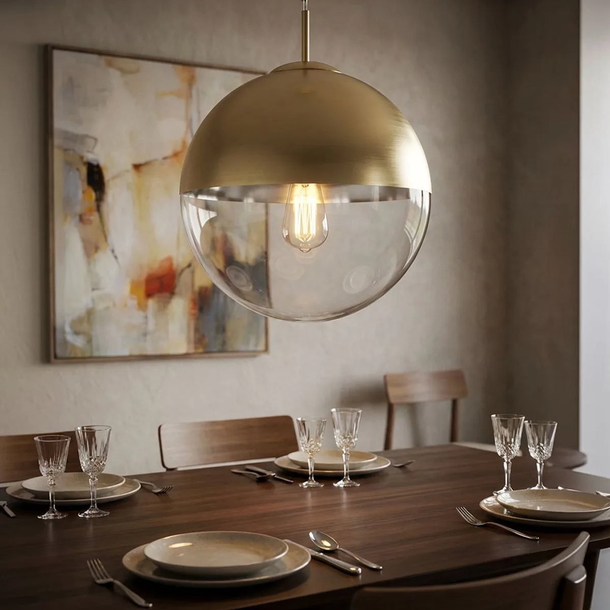 Plafondlamp bol woonkamer glazen hanglamp in set incl. LED lamp de Globo en Or – photo produit