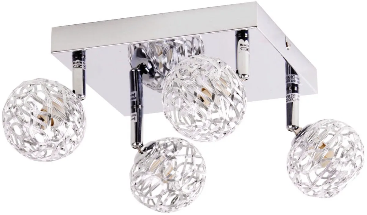 Plafondlamp bollen chroom woonkamerlamp plafondlamp vlechtwerk hallamp draaibaar, metaal, 4-bol G9, LxBxH 25x20x15 cm von Globo in Silber – Produktfoto