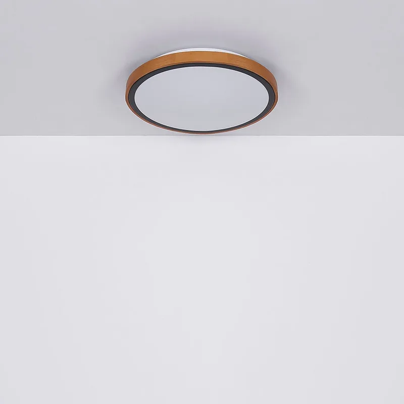 Plafondlamp CCT slaapkamer landelijke stijl hout licht, hout look metaal zwart opaal, 1x LED 24W 1000Lm 3000K, 4500K, 6000K, DxH 43,7x11cm fra Globo i Brun – produktbillede
