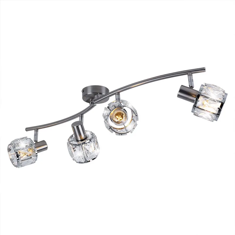 Plafondlamp chroom kristallen spot zwenkbaar woonkamer glazen spot de Globo en Argent – photo produit