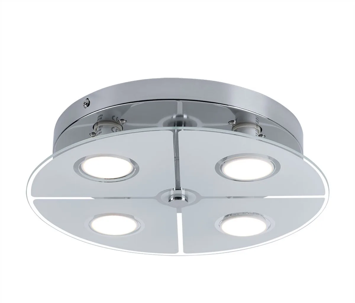 Plafondlamp chroom LED plafondlamp woonkamer, gesatineerd glas, 4x 3W 250lm 3000K, DxH 30x7,5 cm de Globo en Argent – photo produit