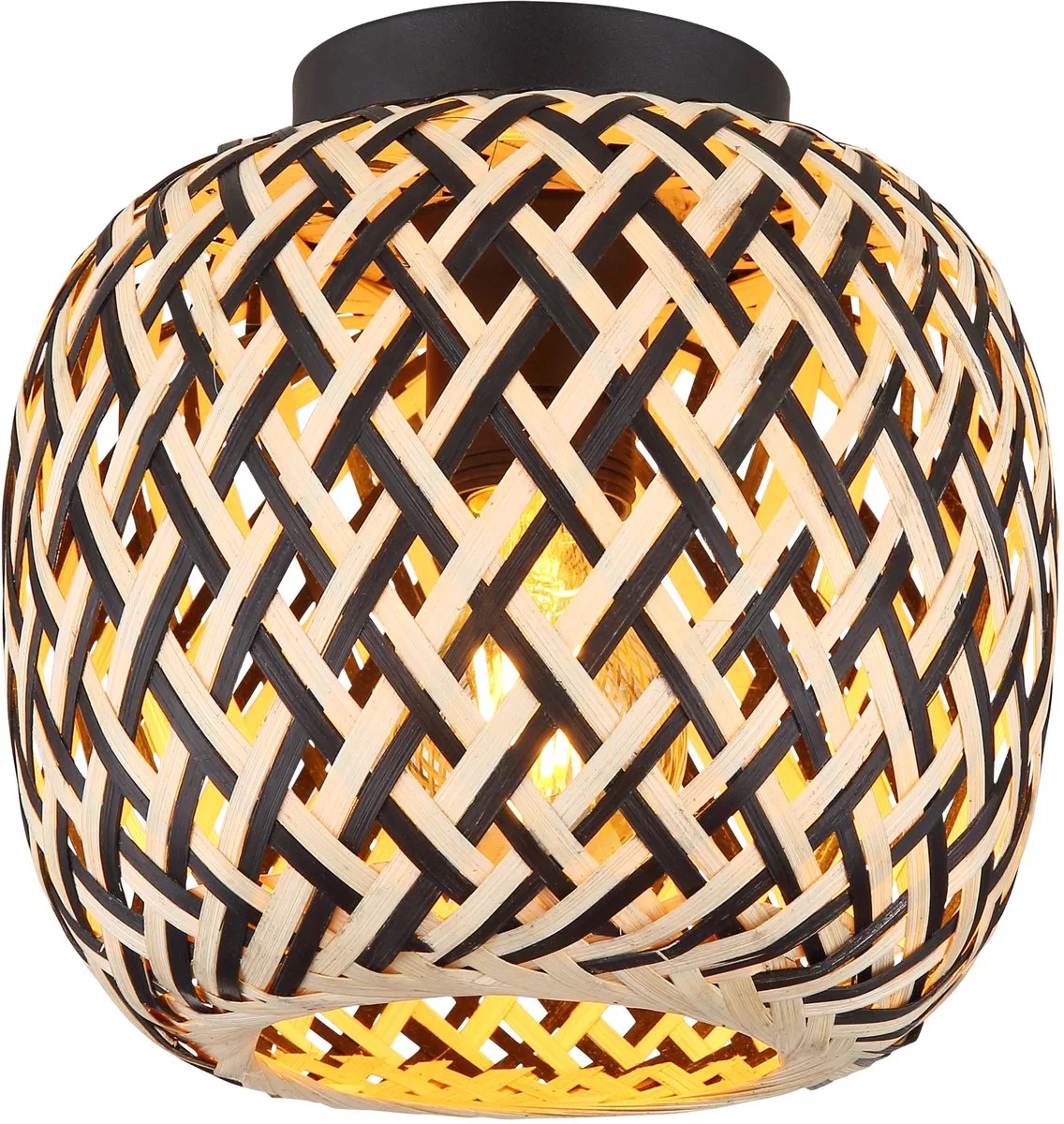 Plafondlamp COLLY ø20CM E27 Matt 1-Lichts Bamboe de Globo en Noir – photo produit