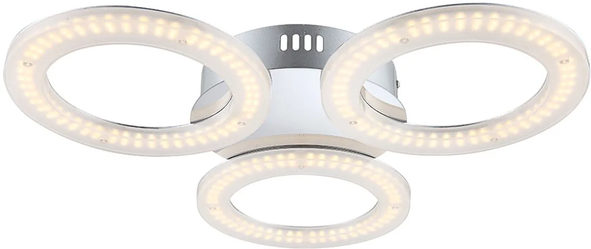 Plafondlamp Designlamp Woonkamerlamp Eetkamerlamp, 3 vlammen, chroom opaal, 3x LED 10W 870Lm 3000K, DxH 52x6 cm de Globo en Blanc – photo produit