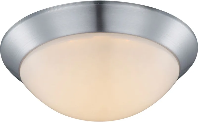 Plafondlamp Designlamp Woonkamerlamp opaal satijn rond, metaal kunststof, 1x LED 12 watt 960 lumen warm wit, DxH 26x10 cm von Globo in Silber – Produktfoto