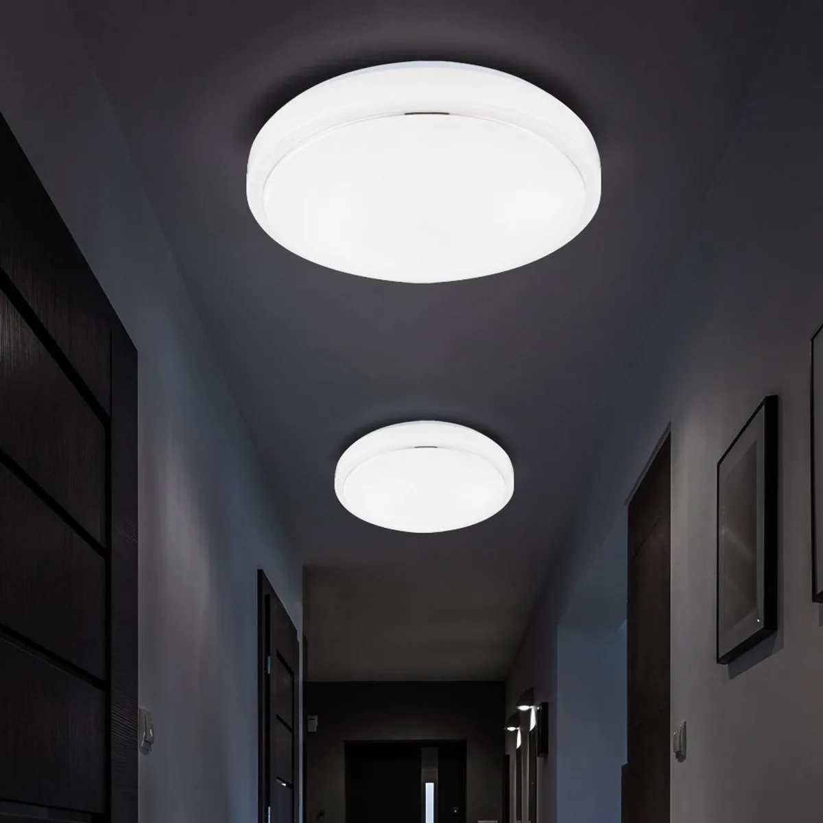 Plafondlamp dimbaar LED woonkamerlamp plafond modern, aluminium wit, 1x LED 24W 1450Lm warm wit, DxH 38x10 cm de Globo en Blanc – photo produit