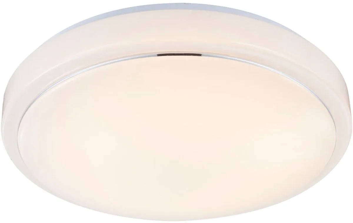 Plafondlamp dimbaar LED woonkamerlamp plafond modern, aluminium wit, 1x LED 24W 1450Lm warm wit, DxH 38x10 cm de Globo en Blanc – photo produit