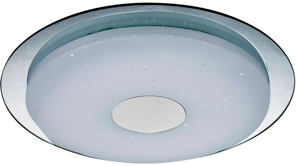 Plafondlamp dimbaar met afstandsbediening woonkamer met sterrenhemel effect, opaal, 1x LED 24 watt 1500 lumen warm wit-koud DxH 45x5 cm fra Globo i Hvid – produktbillede