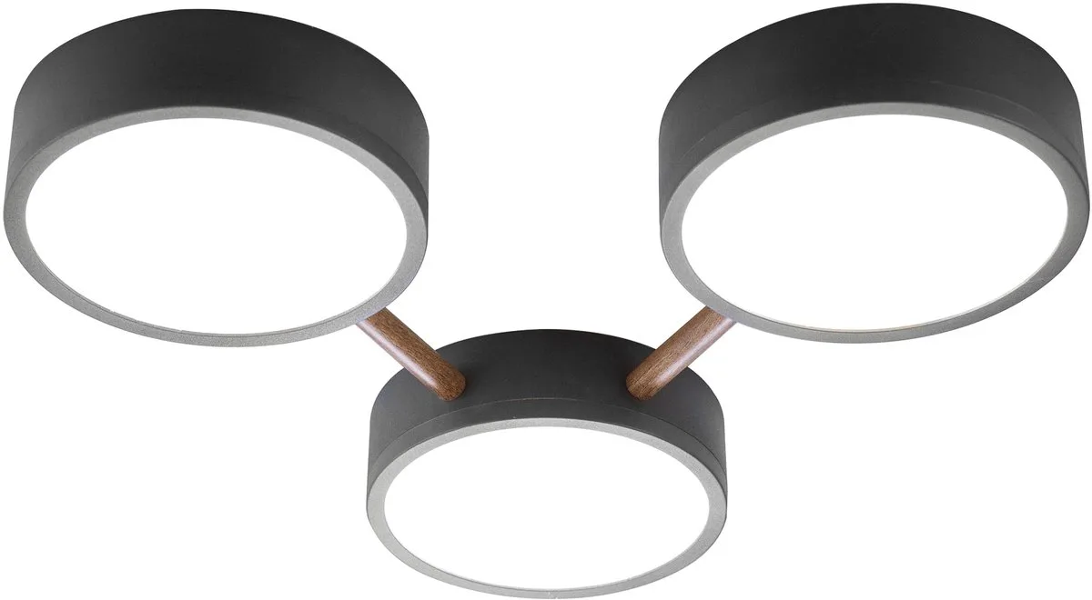 Plafondlamp dimbaar rond Woonkamerlamp houtlook, 1x LED 23W 2150Lm warm wit, LxBxH 45x43x8 cm von Globo in Schwarz – Produktfoto