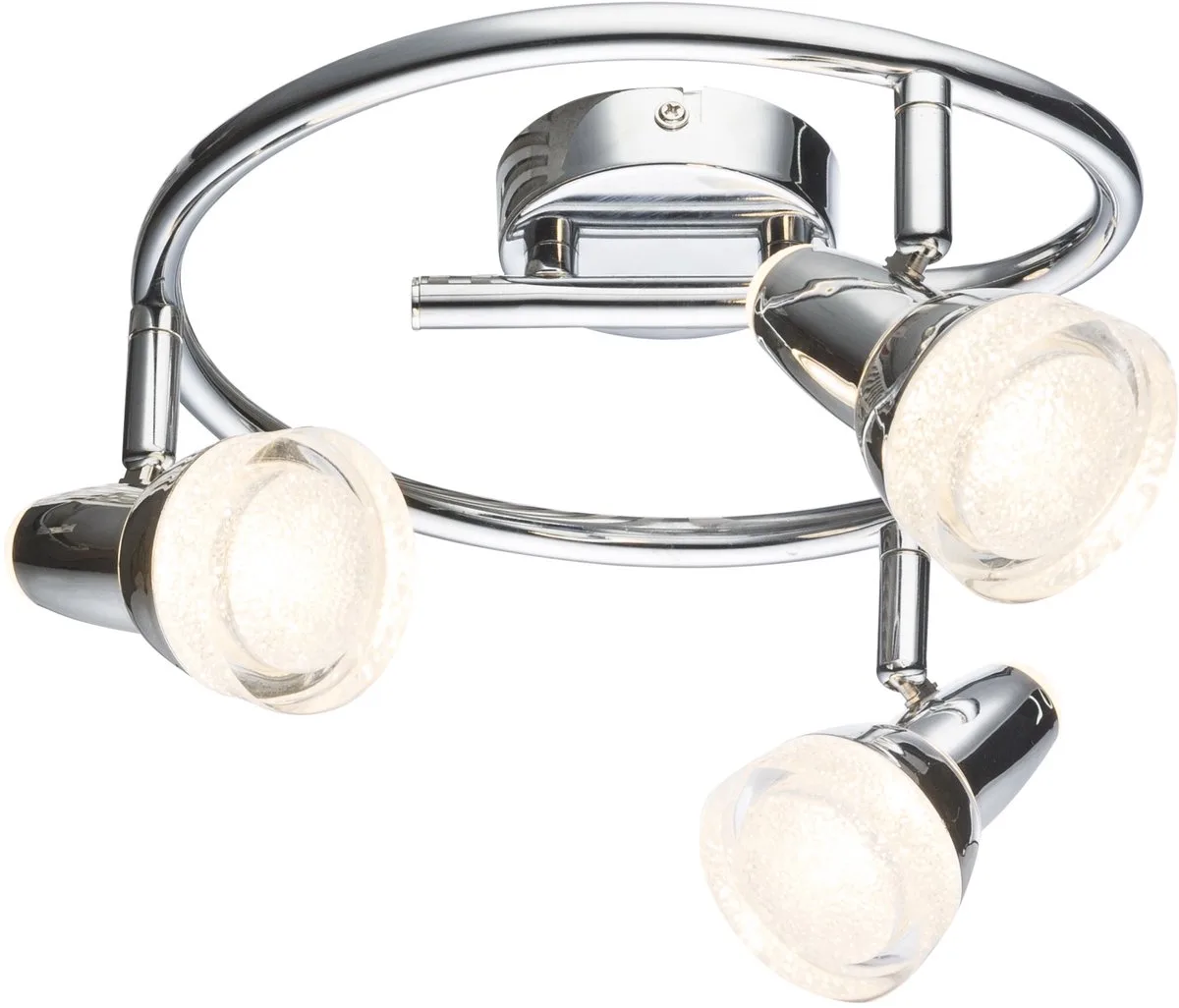 Plafondlamp draaibaar Spotrondell chroom glas kristallen plafondlamp, kunststof metaal, 3x LED 4W 240Lm warm wit, DxH 25x17 cm de Globo en Argent – photo produit