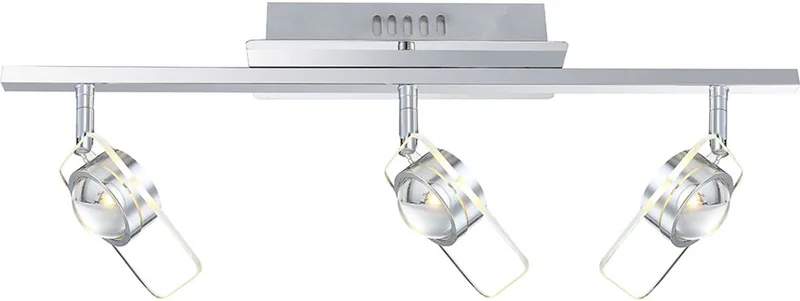 Plafondlamp drie spots glazen plafondlamp draaibaar, 3x LED 5W 400Lm neutraal wit, LxBxH 65x13x18 cm de Globo en Argent – photo produit