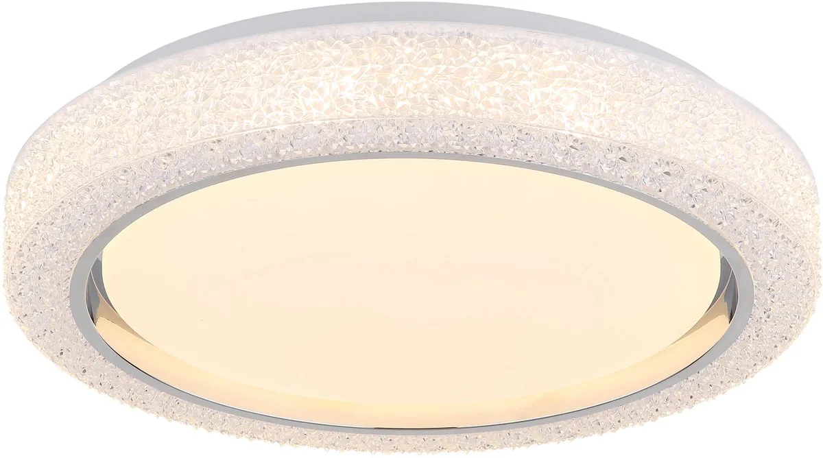 Plafondlamp Eetkamerlamp LED CCT met kristallen, metaal en kunststof, 1x LED 24 watt 1600 lumen warmwit-koudwit, D 40 cm van Globo in Wit – productfoto