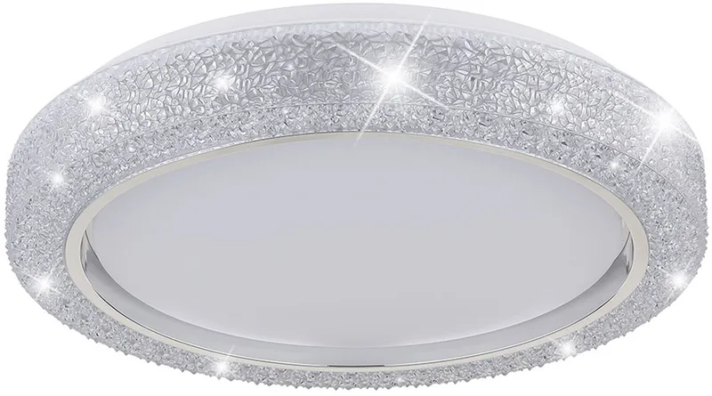 Plafondlamp Eetkamerlamp LED designlamp met kristallen, metaal kunststof, 1x LED 24 watt 1400 lumen neutraal wit, D 40 cm von Globo in Silber – Produktfoto