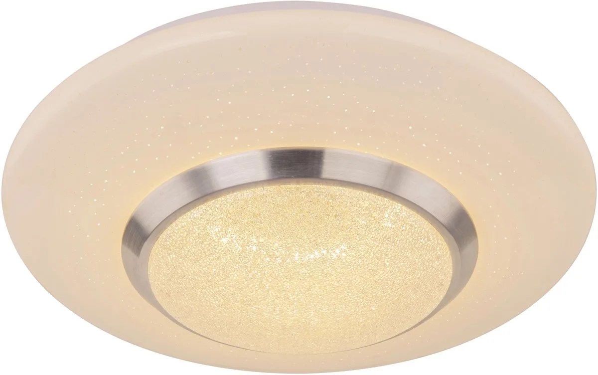 Plafondlamp Eetkamerlamp LED designlamp met kristallen, metaal kunststof, 1x LED 18 watt 1100 lumen warm D 34 cm de Globo en Blanc – photo produit