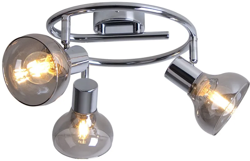 Plafondlamp eetkamerlamp plafondlamp woonkamerlamp keukenlamp, spots beweegbaar 3 vlammen, metaal glas chroom, E14, D 25 cm by Globo in Silver – product photo