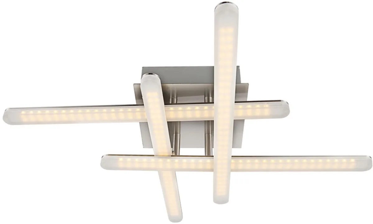 Plafondlamp Eetkamerlamp Woonkamerlamp Designlamp, metaal mat chroom, 1x LED 6W 390Lm warm wit, LxBxH 55x55x11,5cm de Globo en Argent – photo produit