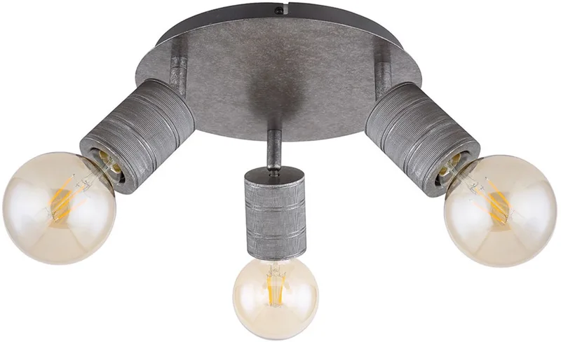 Plafondlamp Eetkamerlamp Woonkamerlamp Plafondspot Spotlight, metaal aluminium 3 vlammen, H 16 cm fra Globo i Sølv – produktbillede